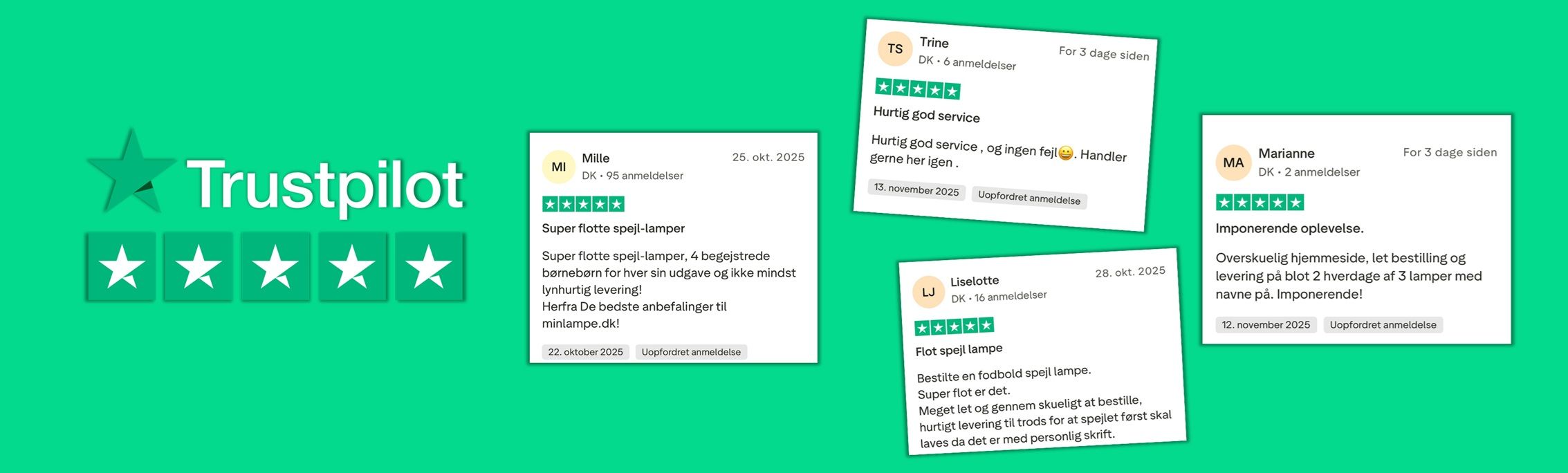 Trustpilot på MinLampe.dk