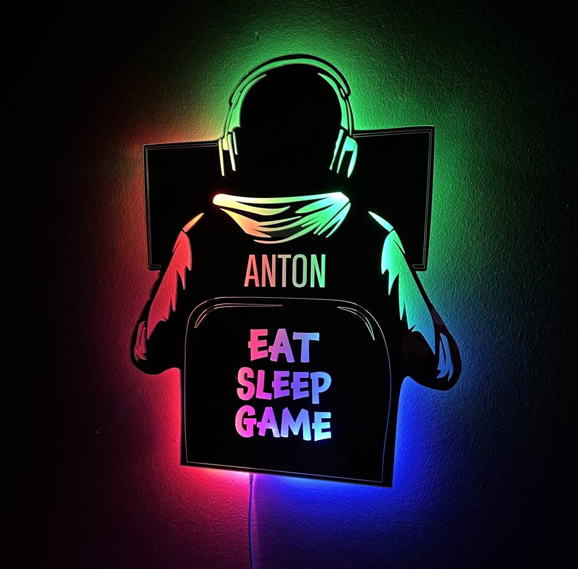 Spejl gamer lampe ed LED lys i mange farver.