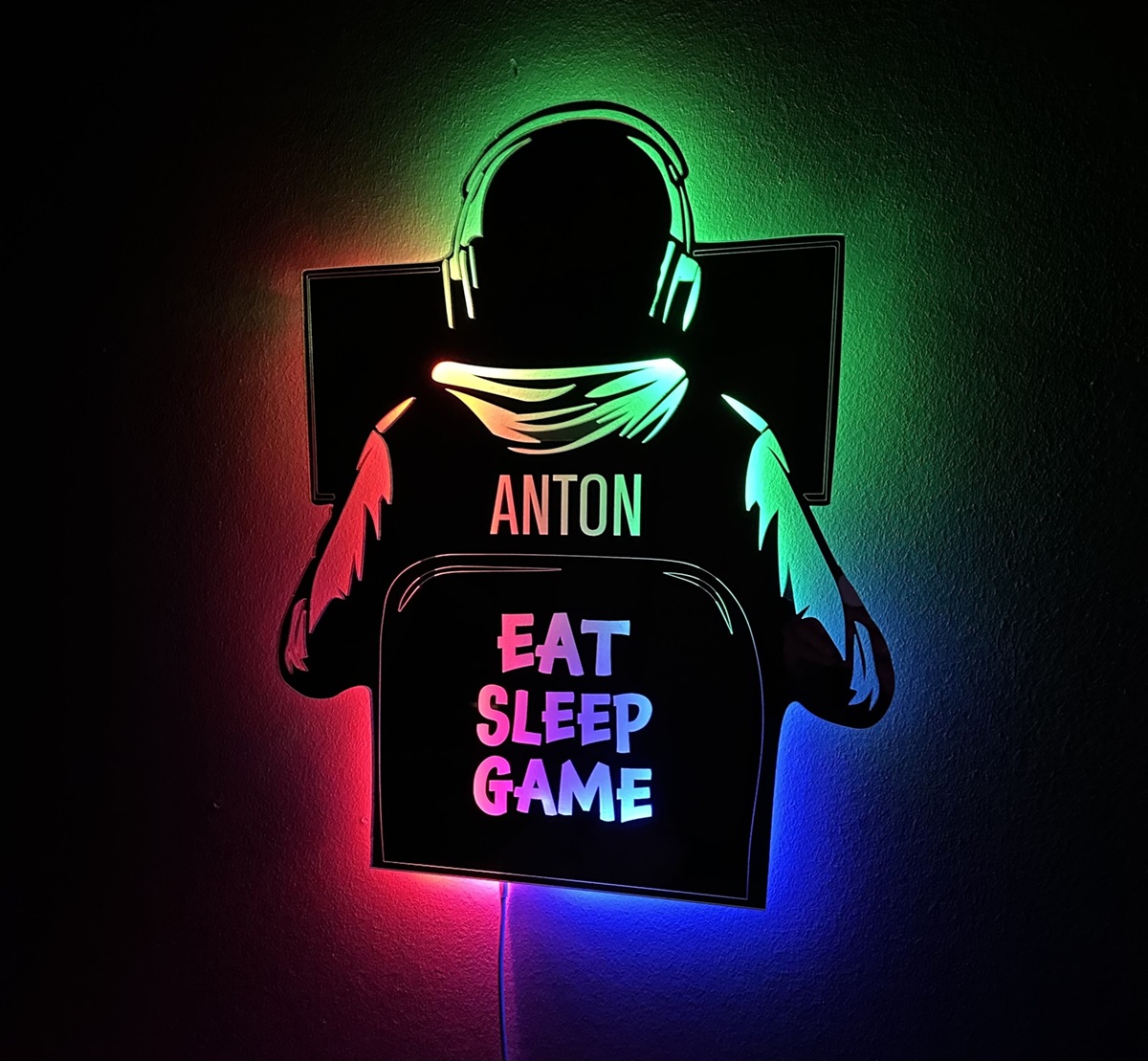 Spejl gamer lampe ed LED lys i mange farver.